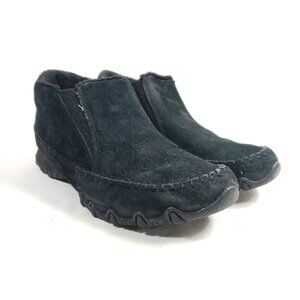 Skechers Womens Size 9 Black Suede Ankle Boots Faux Fur Lined
